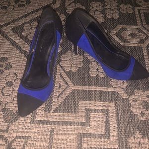 Black and blue fashion work heels